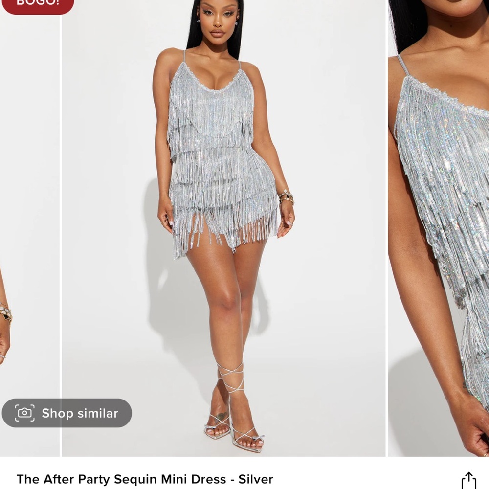 Silver Sequin mini dress M